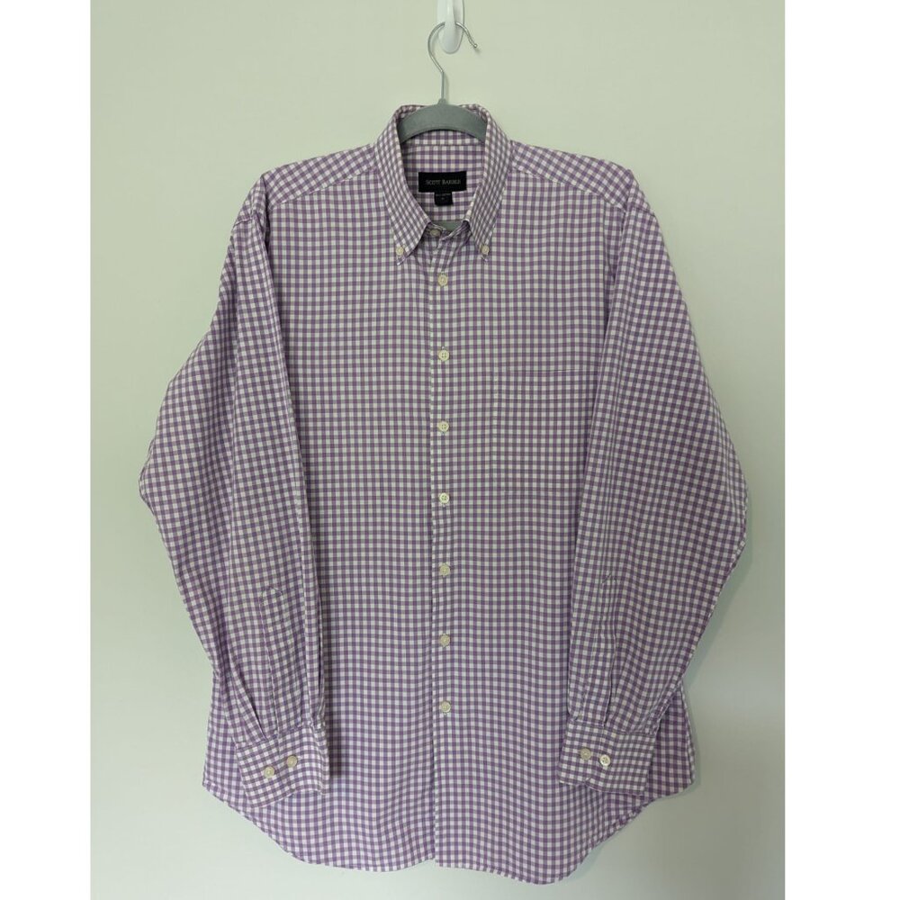 Scott Barber Purple/White Plaid Button Down Shirt. Size L
